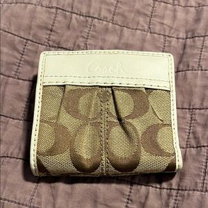 Coach Tan and Cream Signature Wallet